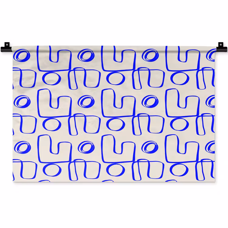 Wandkleed - Blauw - Patroon - Beige - Abstract — 1