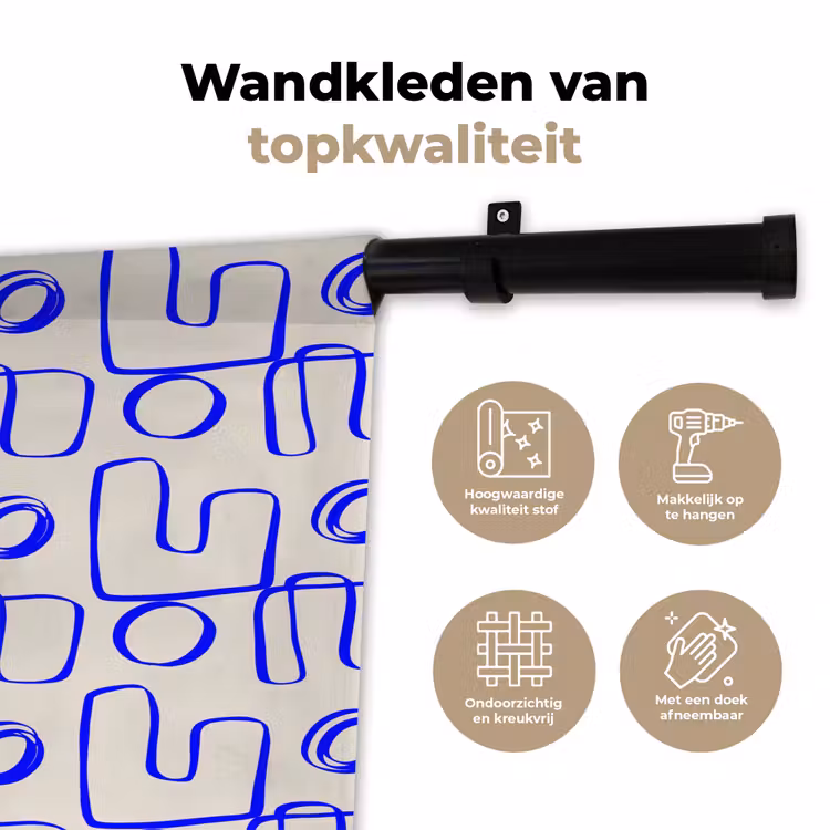 Wandkleed - Blauw - Patroon - Beige - Abstract — 3