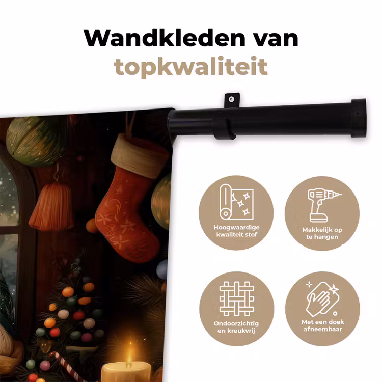 Wandkleed - Gnooms - Kerst - Raam - Kleurrijk — 3