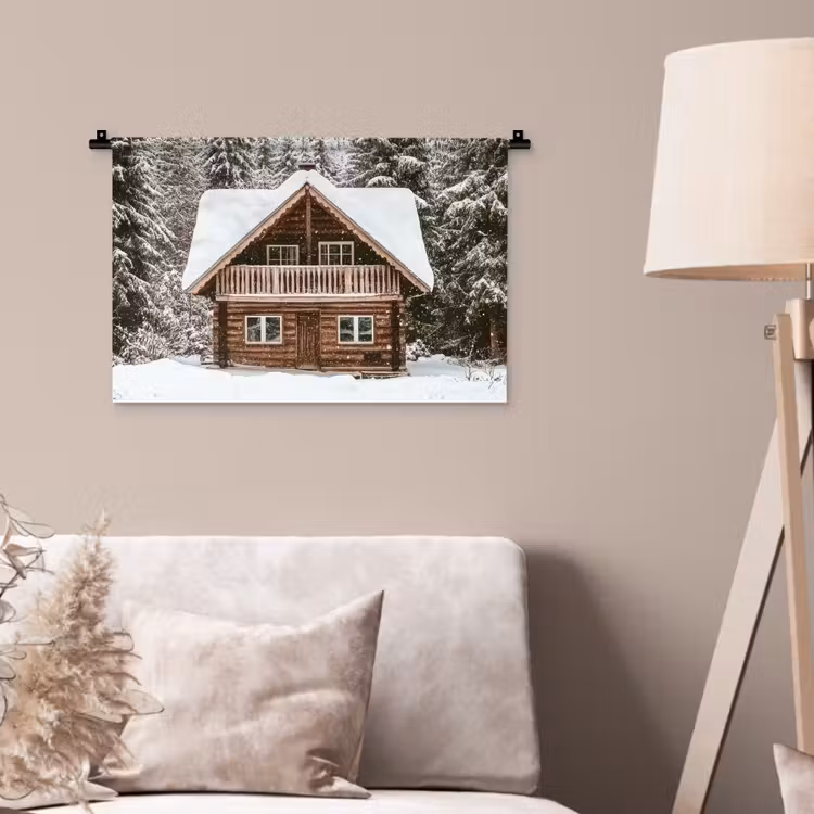 Wandkleed - Huis - Bos - Winter - Natuur - Sneeuw — 2
