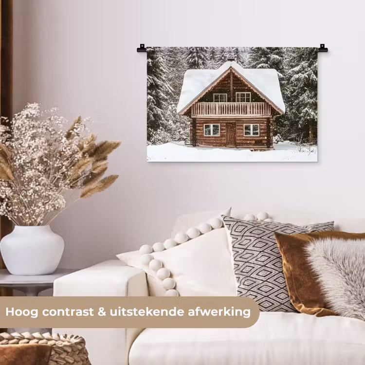 Wandkleed - Huis - Bos - Winter - Natuur - Sneeuw — 4