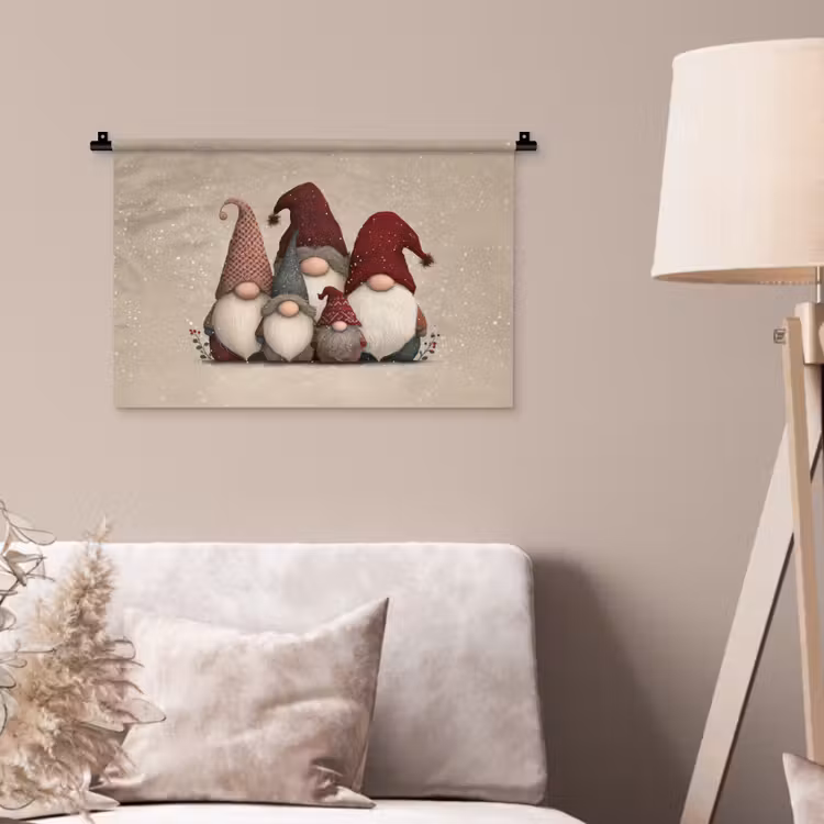 Wandkleed - Kabouters - Kerst - Sneeuw - Puntmutsen — 2