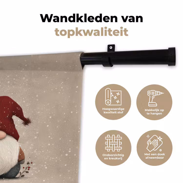 Wandkleed - Kabouters - Kerst - Sneeuw - Puntmutsen — 3