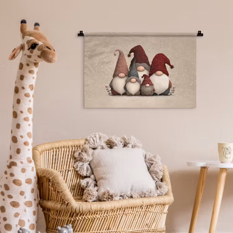 Wandkleed - Kabouters - Kerst - Sneeuw - Puntmutsen — 5