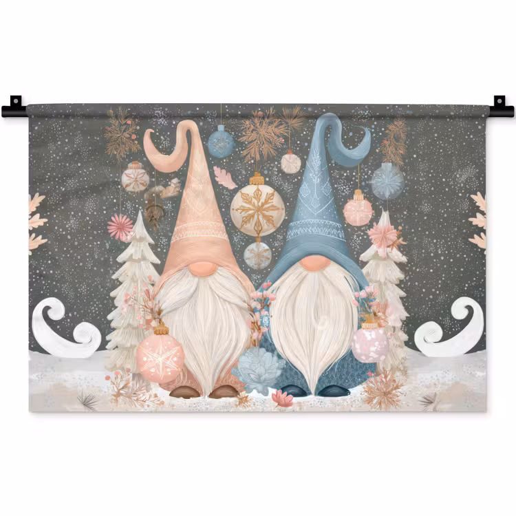 Wandkleed - Kerst - Gnomen - Pastel — 1