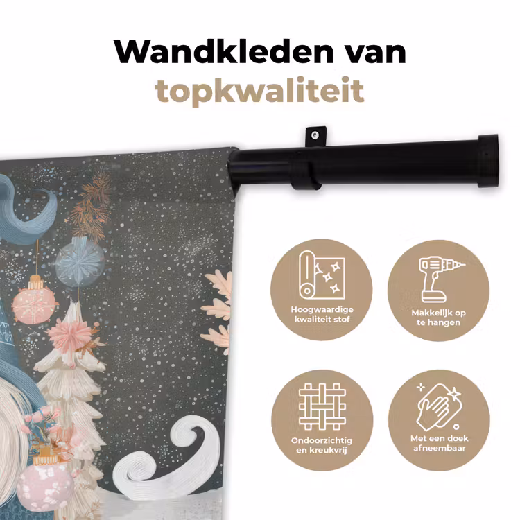 Wandkleed - Kerst - Gnomen - Pastel — 3