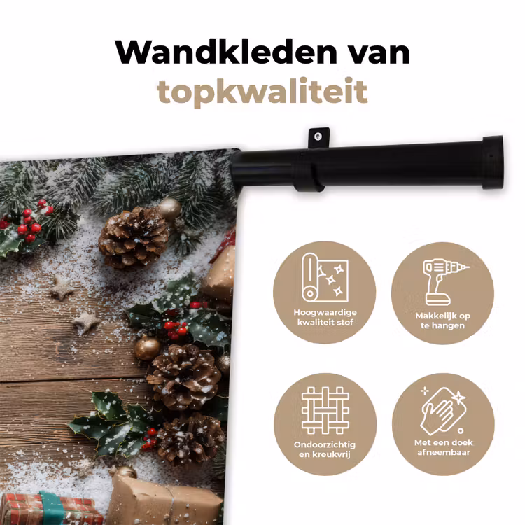 Wandkleed - Kerstdecoratie - Geschenken - Hout - Veelkleurig — 3