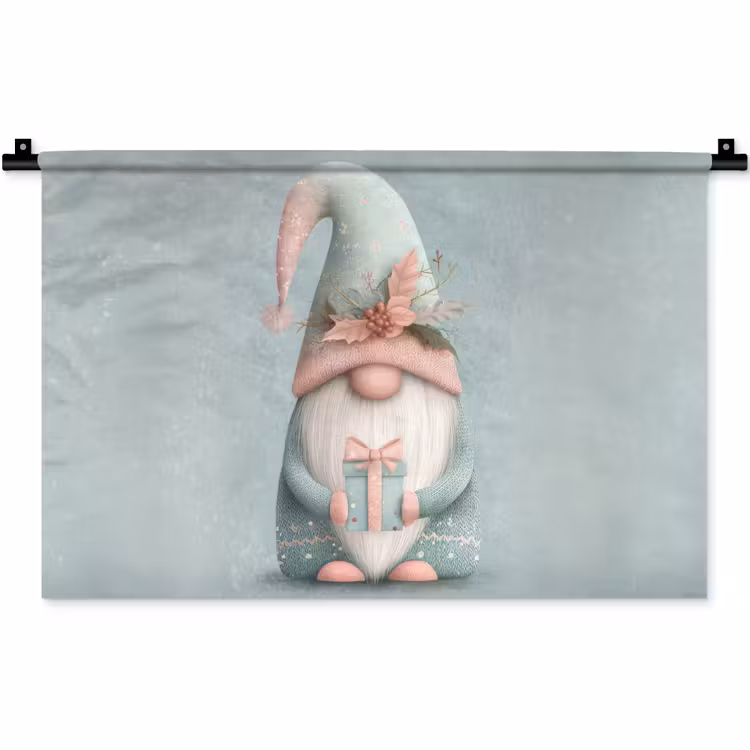 Wandkleed - Kerstgnome - Cadeau - Groen — 1