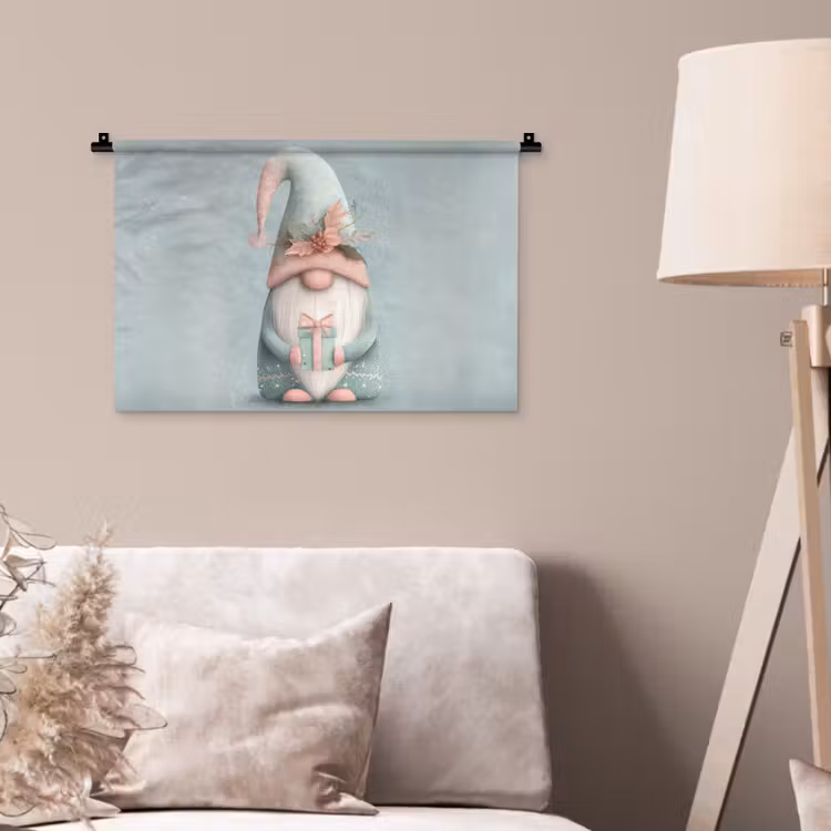 Wandkleed - Kerstgnome - Cadeau - Groen — 2