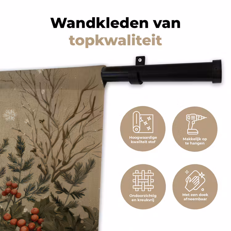 Wandkleed - Kerstgnome - Konijntjes - Kleurrijk — 3
