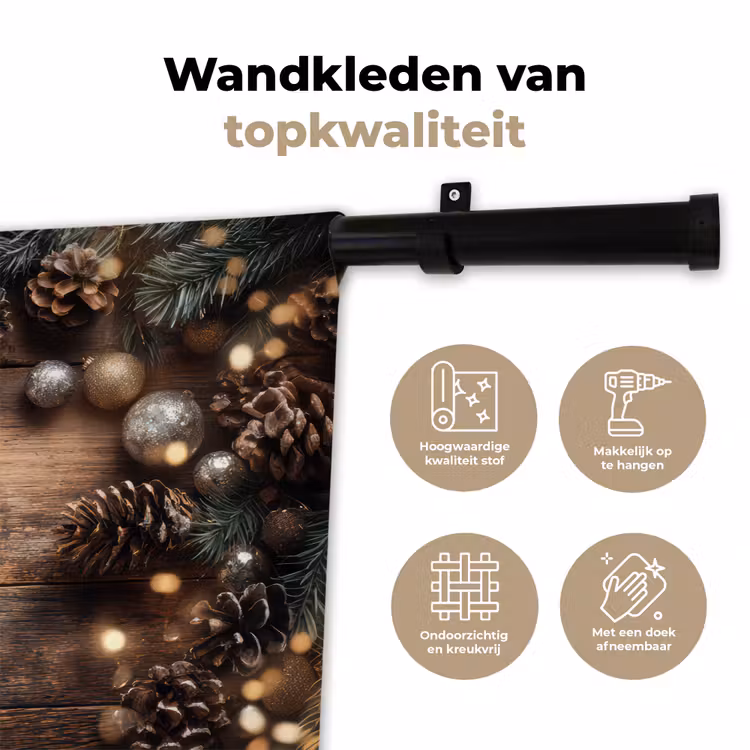 Wandkleed - Kersthoekdecoratie - Dennenappels - Lichtjes — 3