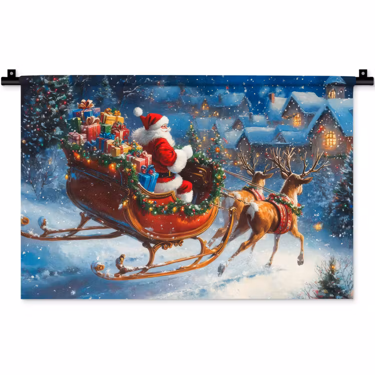 Wandkleed - Kerstman - Rendier - Kerst - Sneeuw — 1