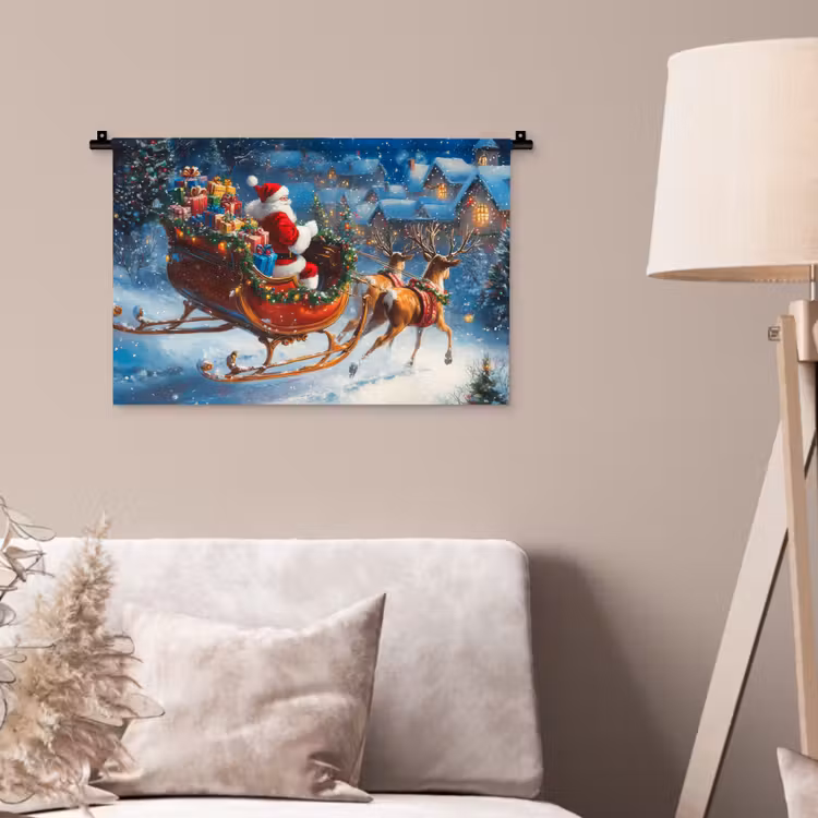 Wandkleed - Kerstman - Rendier - Kerst - Sneeuw — 2