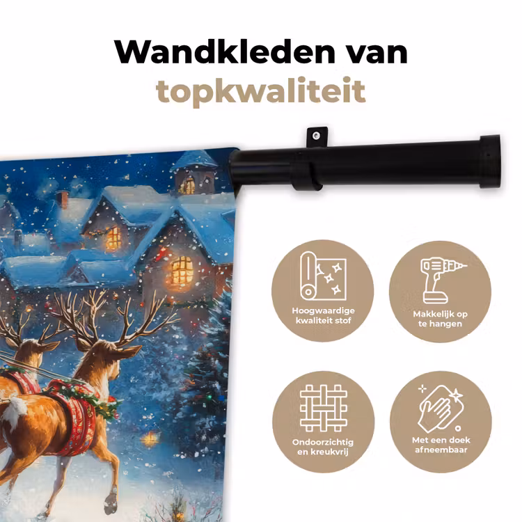 Wandkleed - Kerstman - Rendier - Kerst - Sneeuw — 3