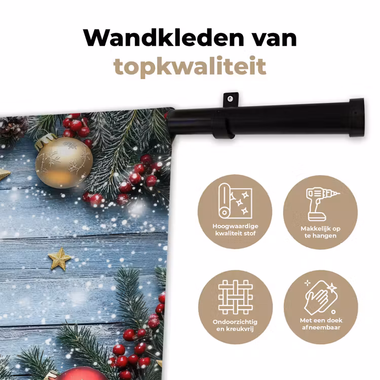Wandkleed - Kerstomlijsting - Sneeuw - Meerkleurig — 3