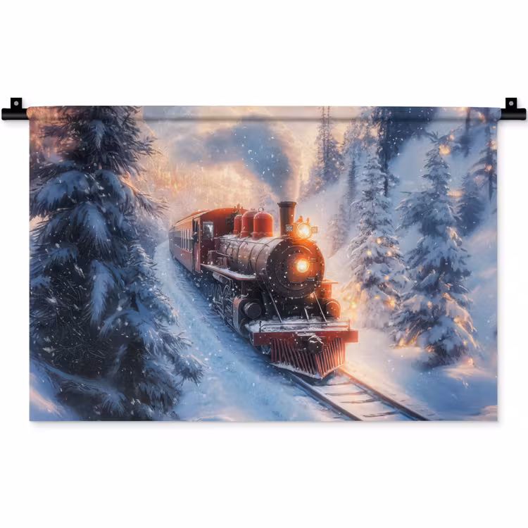 Wandkleed - Kersttrein - Sneeuw - Winter - Kerst — 1