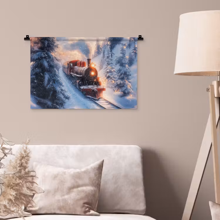 Wandkleed - Kersttrein - Sneeuw - Winter - Kerst — 2