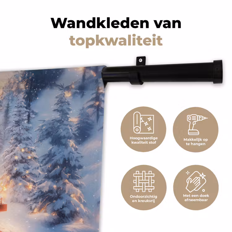 Wandkleed - Kersttrein - Sneeuw - Winter - Kerst — 3