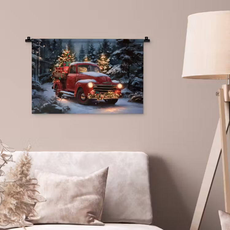 Wandkleed - Kersttruck - Sneeuwbos - Rood — 2