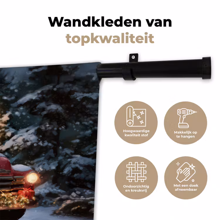 Wandkleed - Kersttruck - Sneeuwbos - Rood — 3