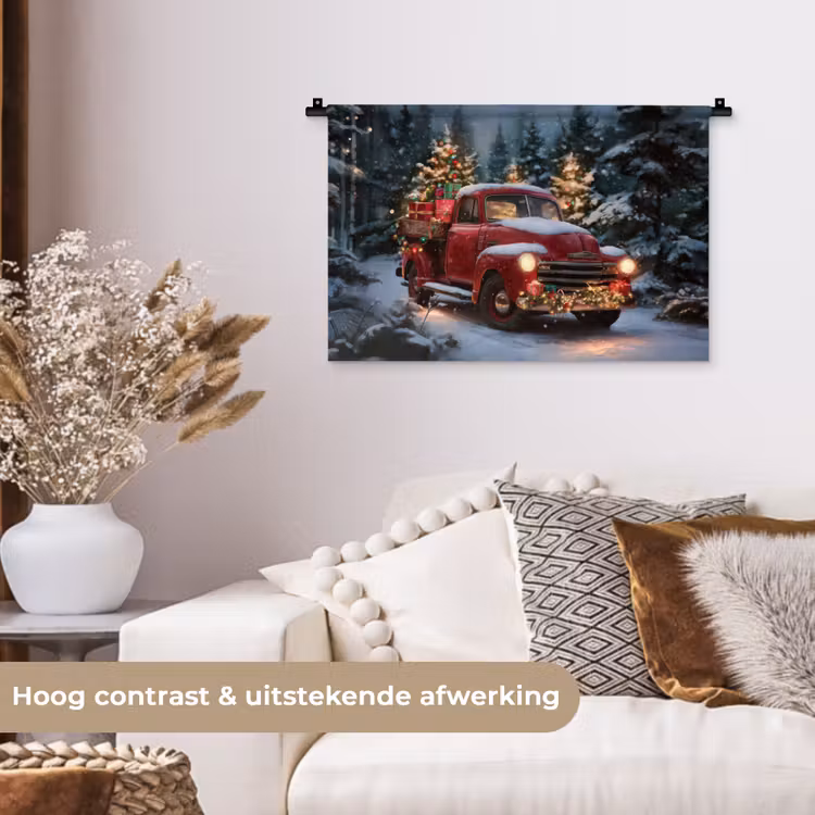 Wandkleed - Kersttruck - Sneeuwbos - Rood — 4