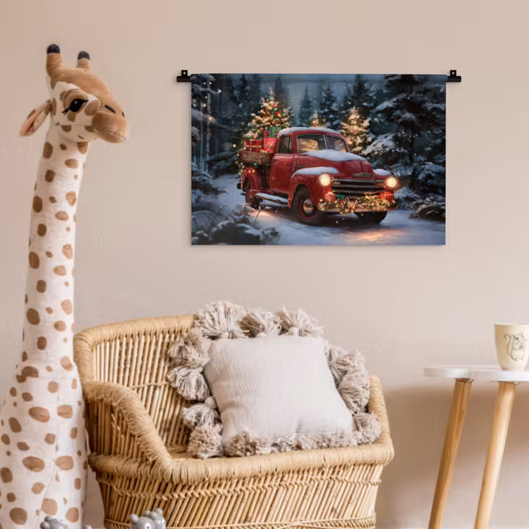 Wandkleed - Kersttruck - Sneeuwbos - Rood — 5