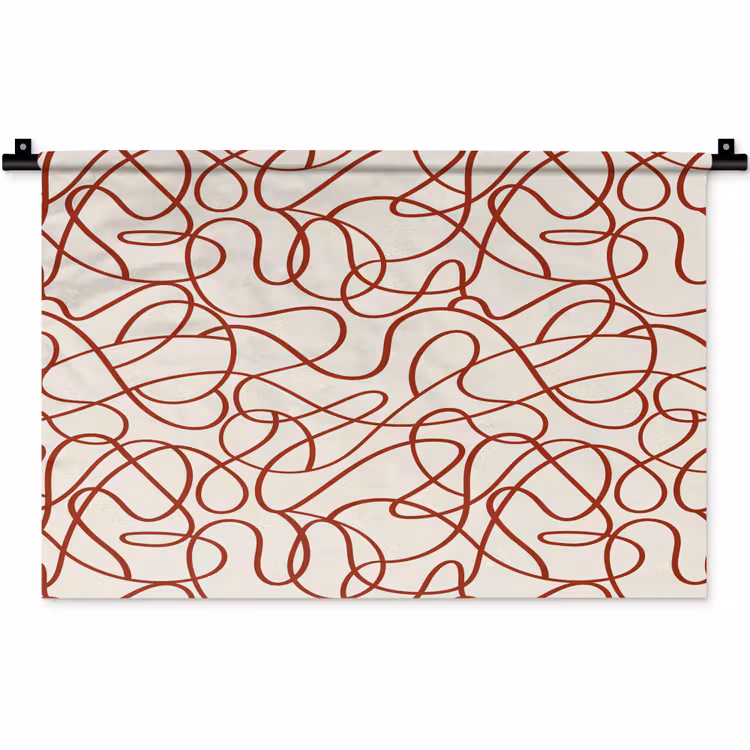 Wandkleed - Lijnen - Abstract - Rood - Beige — 1