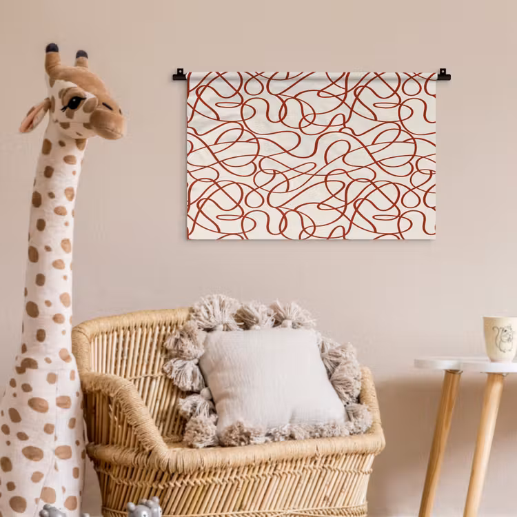 Wandkleed - Lijnen - Abstract - Rood - Beige — 5