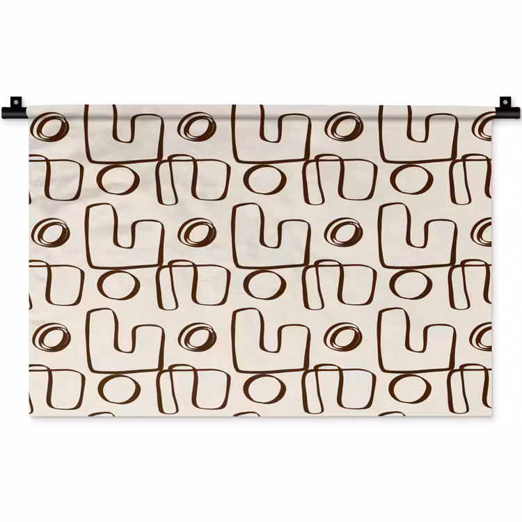 Wandkleed - Lijnen - Beige - Patroon - Donkerbruin — 1