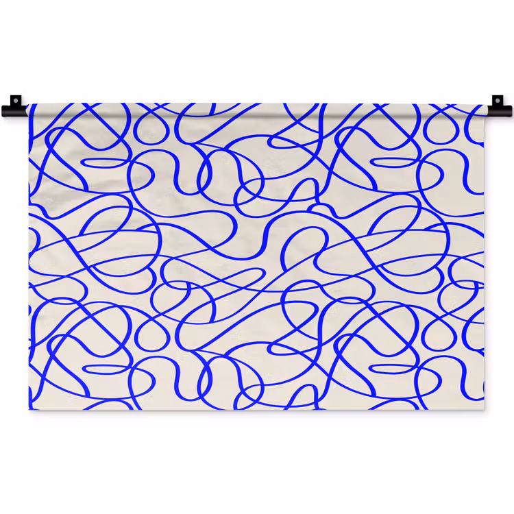 Wandkleed - Patronen - Beige - Blauw - Lijnen — 1