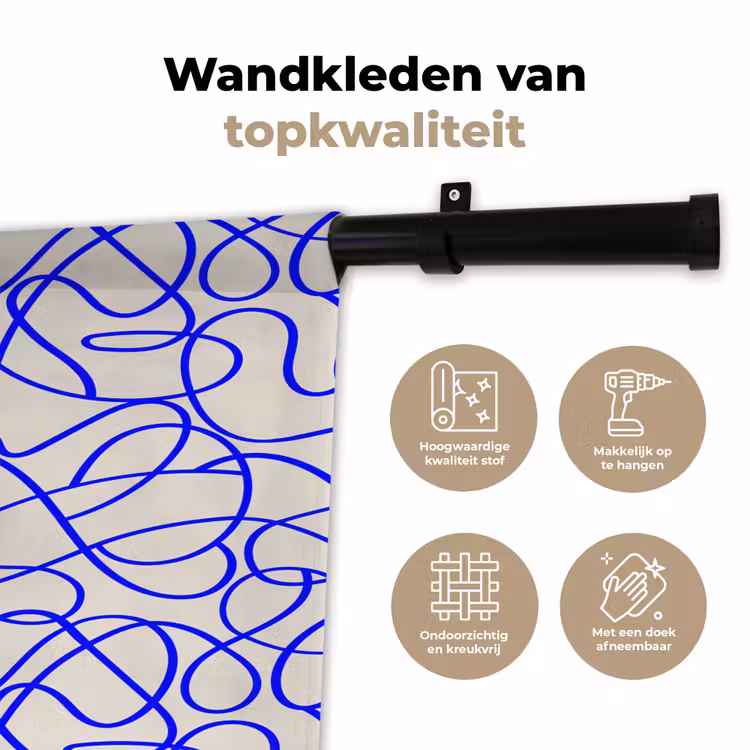 Wandkleed - Patronen - Beige - Blauw - Lijnen — 3