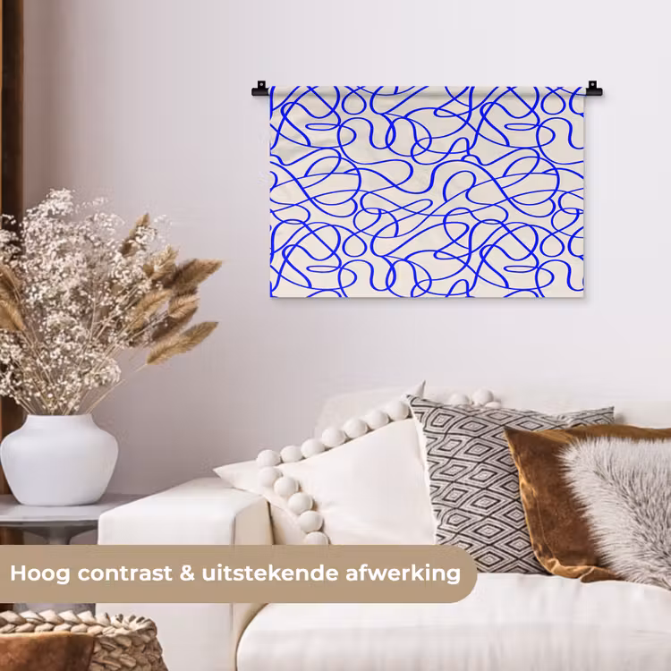 Wandkleed - Patronen - Beige - Blauw - Lijnen — 4