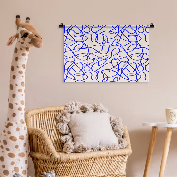 Wandkleed - Patronen - Beige - Blauw - Lijnen — 5