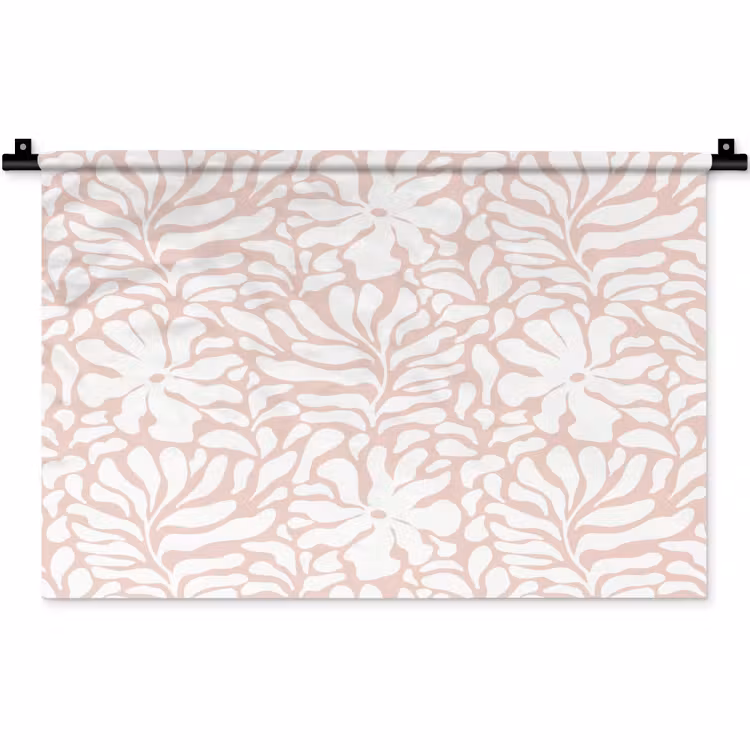 Wandkleed - Patroon - Bloemen - Roze - Wit — 1