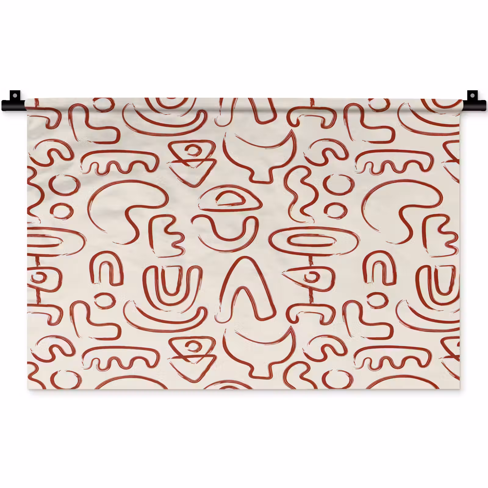 Wandkleed - Beige - Vormen - Rood - Patroon — 1