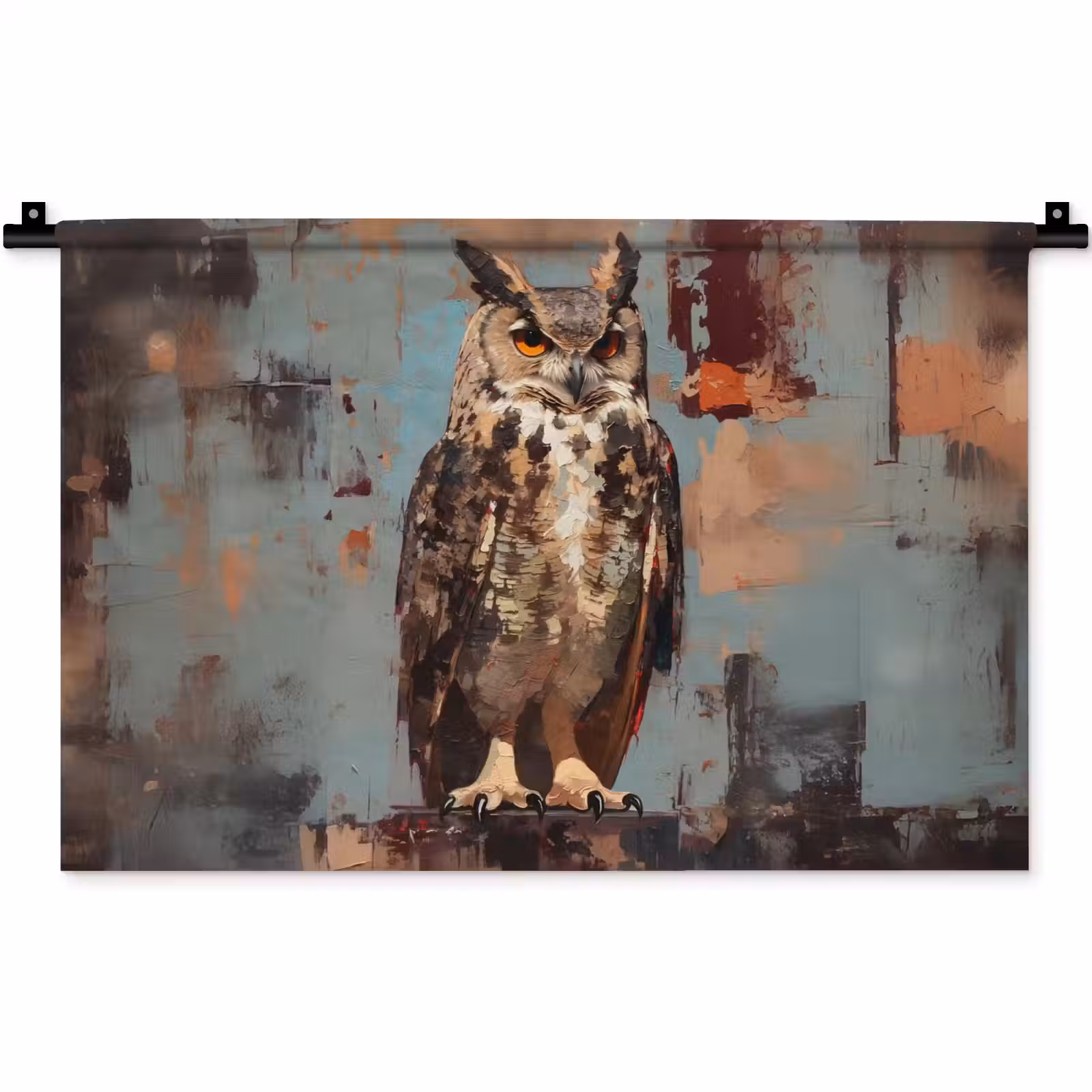 Wandkleed - Geschilderd - Abstract - Uil - Bruin — 1
