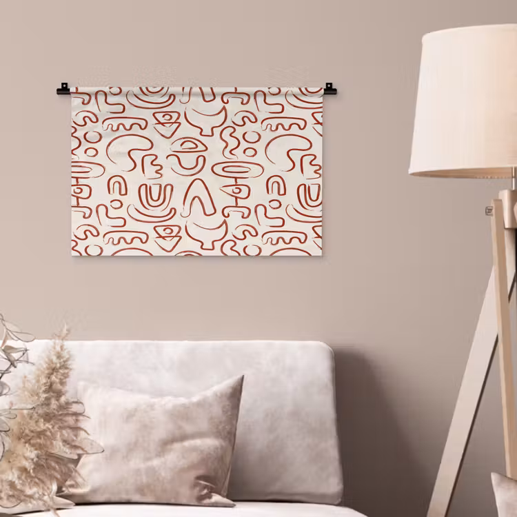 Wandkleed - Beige - Vormen - Rood - Patroon — 2