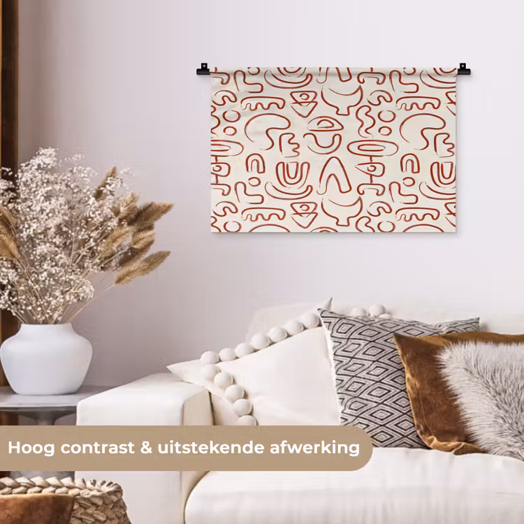 Wandkleed - Beige - Vormen - Rood - Patroon — 4