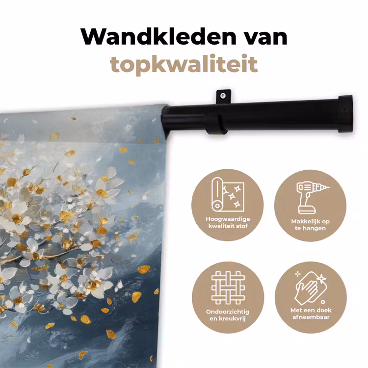 Wandkleed - Boom - Winter - Levensboom - Modern - Goud — 3