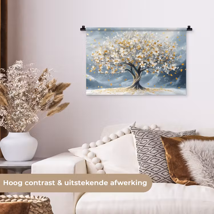 Wandkleed - Boom - Winter - Levensboom - Modern - Goud — 4