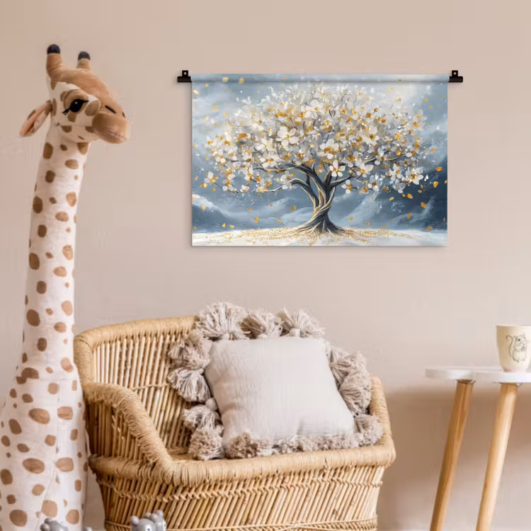 Wandkleed - Boom - Winter - Levensboom - Modern - Goud — 5
