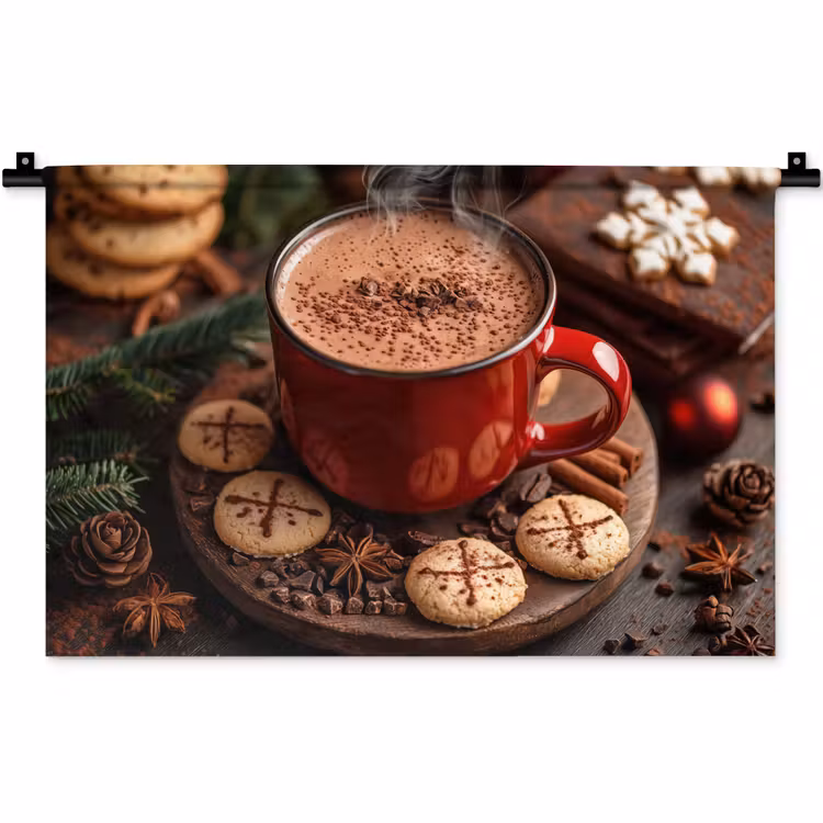 Wandkleed - Chocolademelk - Mok - Winter - Kerst - Gezelligheid — 1