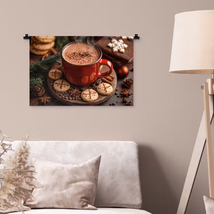 Wandkleed - Chocolademelk - Mok - Winter - Kerst - Gezelligheid — 2