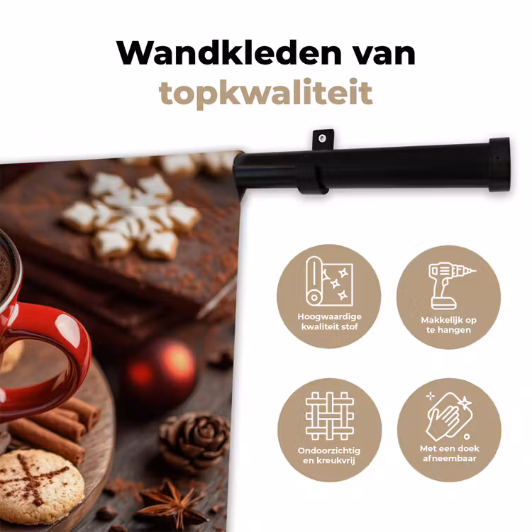Wandkleed - Chocolademelk - Mok - Winter - Kerst - Gezelligheid — 3