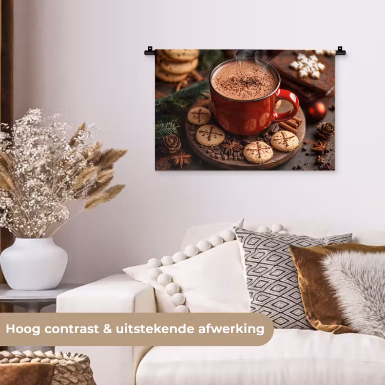 Wandkleed - Chocolademelk - Mok - Winter - Kerst - Gezelligheid — 4