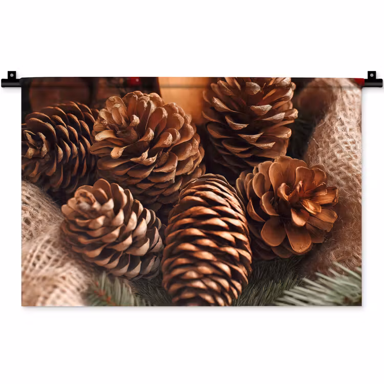 Wandkleed - Dennenappels - Boom - Winter - Natuur - Bruin — 1