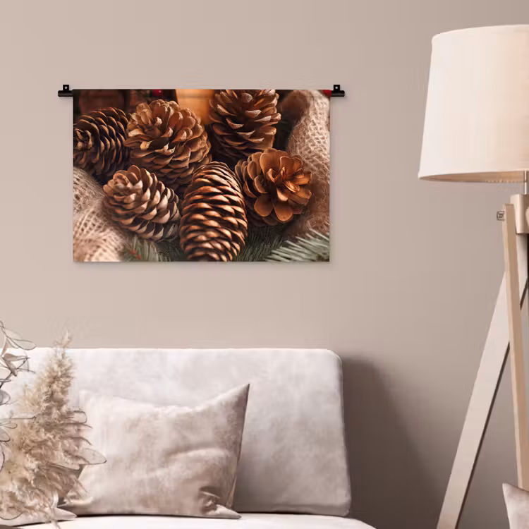 Wandkleed - Dennenappels - Boom - Winter - Natuur - Bruin — 2