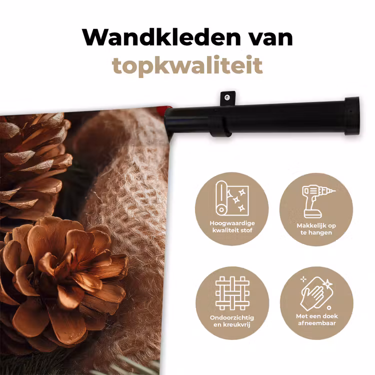Wandkleed - Dennenappels - Boom - Winter - Natuur - Bruin — 3