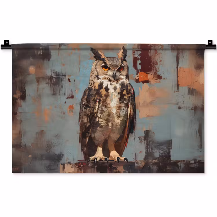 Wandkleed - Geschilderd - Abstract - Uil - Bruin — 1