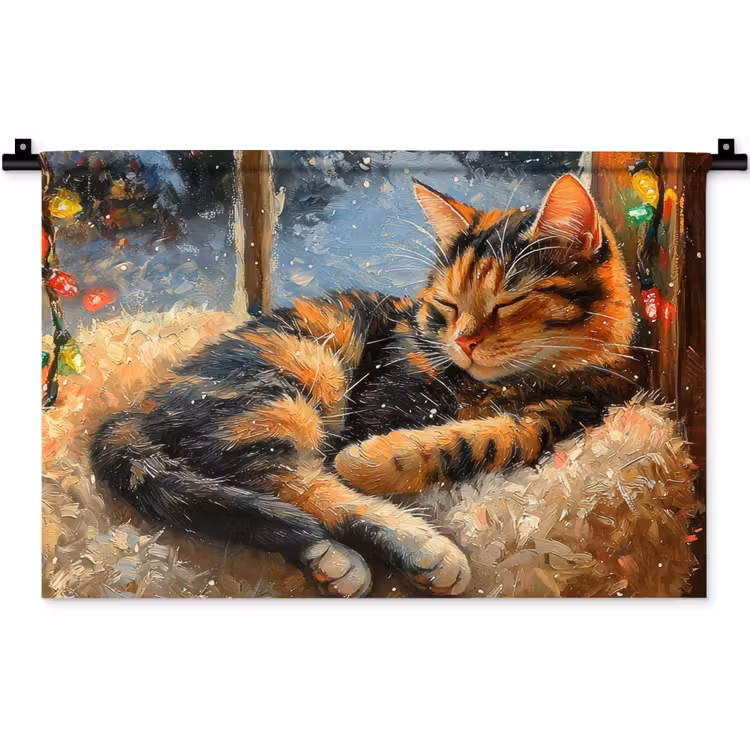 Wandkleed - Kat - Kerst - Winter - Dier — 1